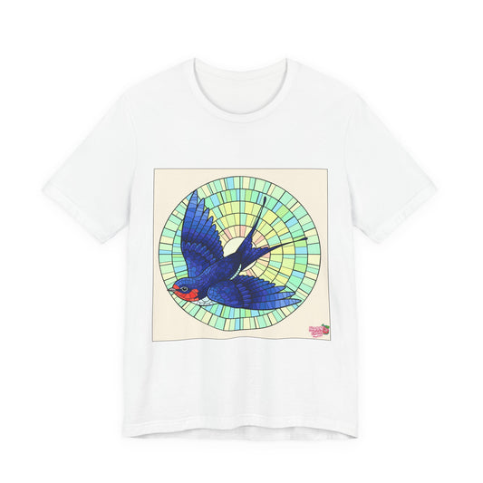 Artistic Bird T‑Shirt — Colorful Swallow & Dove Graphic Tee